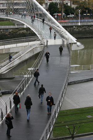 250-foot-long footbridge over the Nervión River in Bilbao, Spain